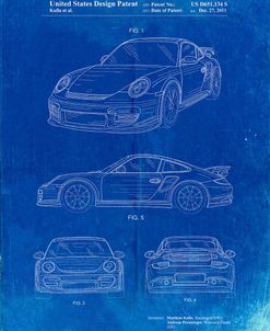 PP994-Faded Blueprint Porsche 911 with Spoiler Patent Poster