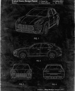 PP995-Black Grunge Porsche Cayenne Patent Poster