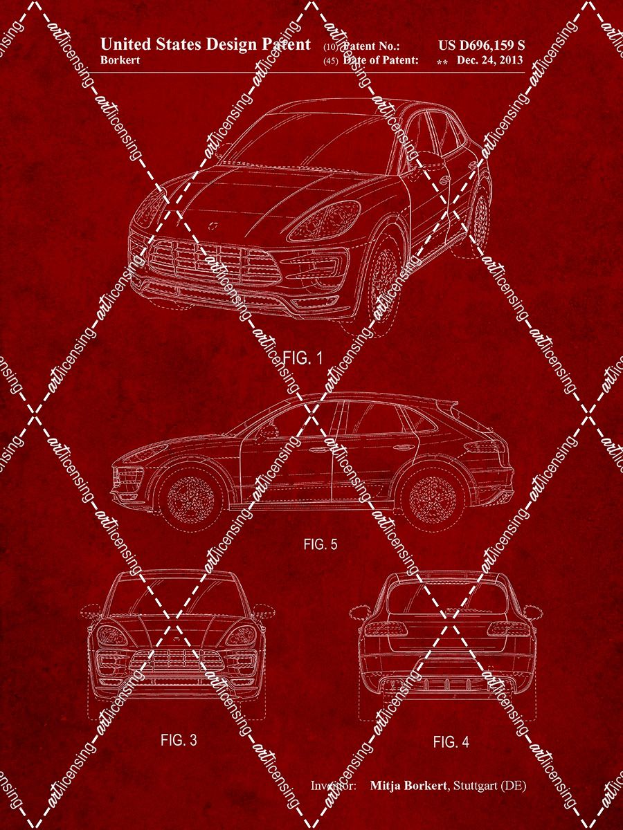 PP995-Burgundy Porsche Cayenne Patent Poster