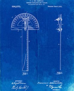 PP1002-Faded Blueprint Protractor T-Square Patent Poster