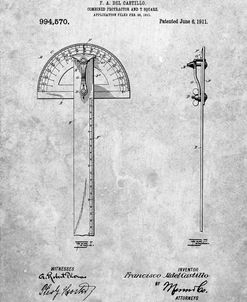 PP1002-Slate Protractor T-Square Patent Poster