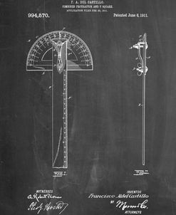 PP1002-Chalkboard Protractor T-Square Patent Poster