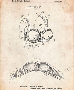 PP1004-Vintage Parchment Push-up Bra Patent Poster