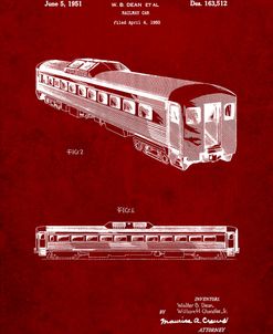 PP1006-Burgundy Railway Passenger Car Patent Poster