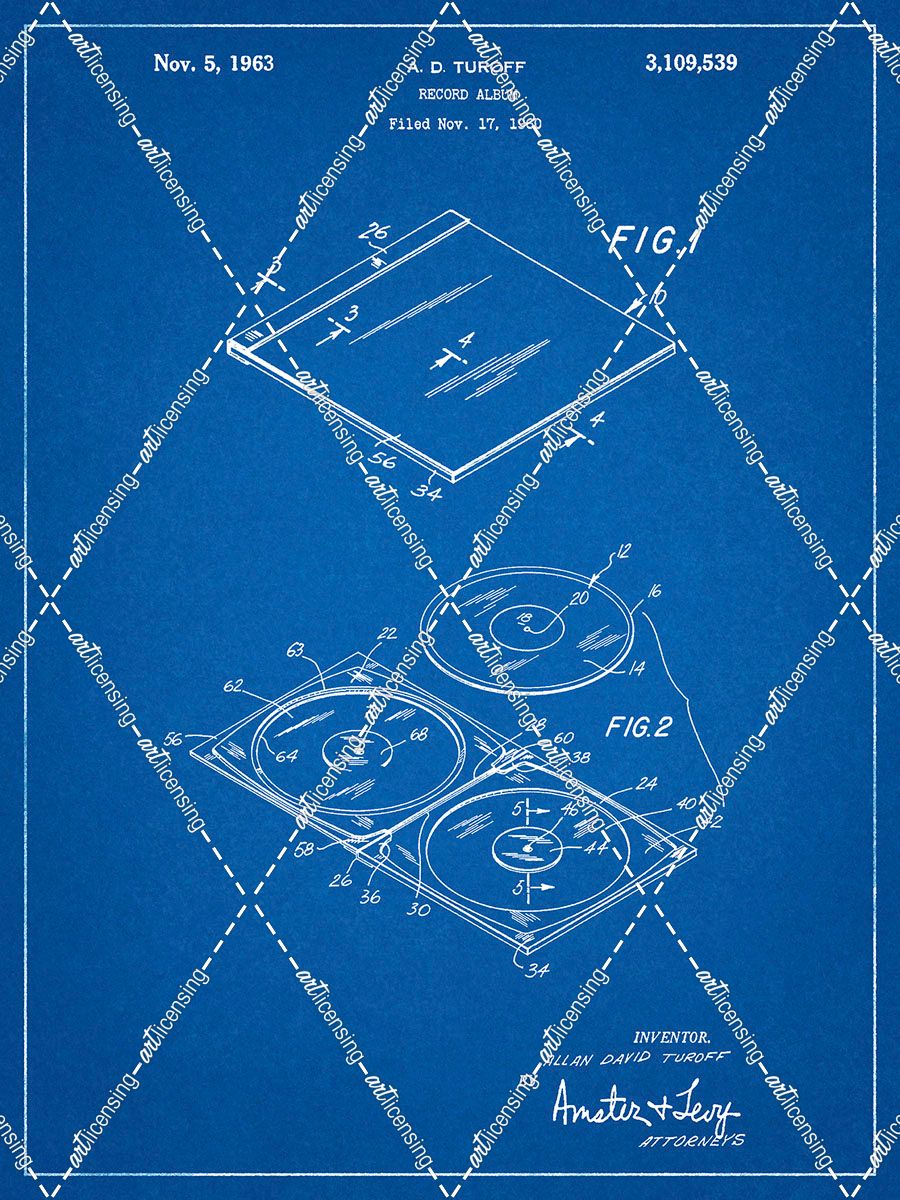 PP1008-Blueprint Record Album Patent Poster