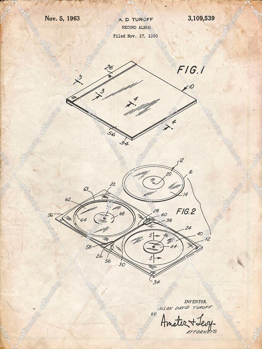 PP1008-Vintage Parchment Record Album Patent Poster