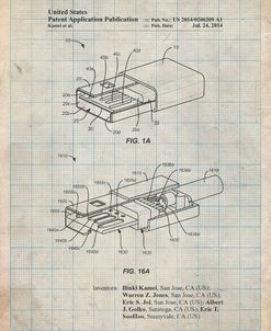 PP1013-Antique Grid Parchment Reversible USB Patent Poster