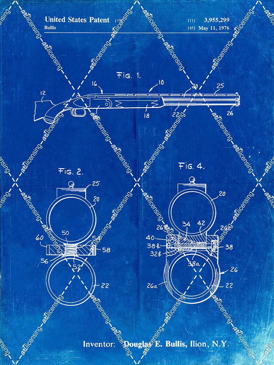 PP1012-Faded Blueprint Remington Shotgun Patent Print