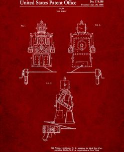 PP1014-Burgundy Robert the Robot 1955 Toy Robot Patent Poster
