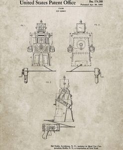 PP1014-Sandstone Robert the Robot 1955 Toy Robot Patent Poster