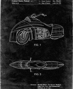 PP1015-Black Grunge Robin Motorcycle Patent Poster