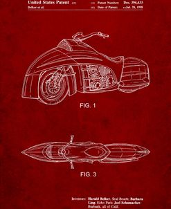 PP1015-Burgundy Robin Motorcycle Patent Poster