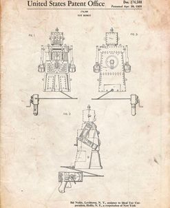 PP1014-Vintage Parchment Robert the Robot 1955 Toy Robot Patent Poster