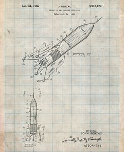 PP1016-Antique Grid Parchment Rocket Ship Concept 1963 Patent Poster