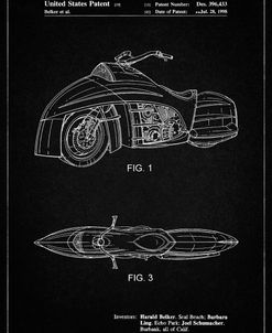 PP1015-Vintage Black Robin Motorcycle Patent Poster