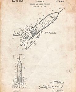 PP1016-Vintage Parchment Rocket Ship Concept 1963 Patent Poster