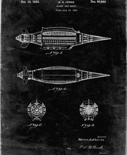 PP1017-Black Grunge Rocket Ship Model Patent Poster