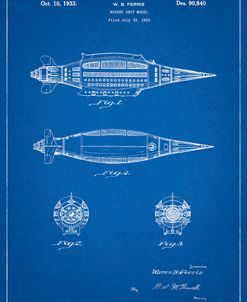 PP1017-Blueprint Rocket Ship Model Patent Poster