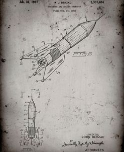 PP1016-Faded Grey Rocket Ship Concept 1963 Patent Poster