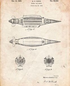 PP1017-Vintage Parchment Rocket Ship Model Patent Poster