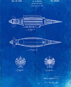 PP1017-Faded Blueprint Rocket Ship Model Patent Poster