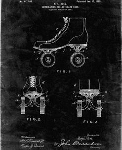 PP1019-Black Grunge Roller Skate 1899 Patent Poster