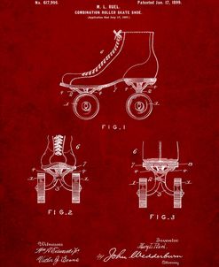 PP1019-Burgundy Roller Skate 1899 Patent Poster