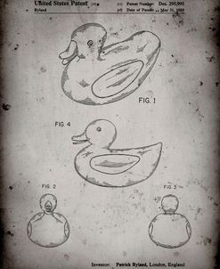 PP1021-Faded Grey Rubber Ducky Patent Poster