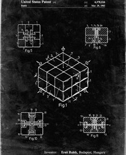 PP1022-Black Grunge Rubik’s Cube Patent Poster