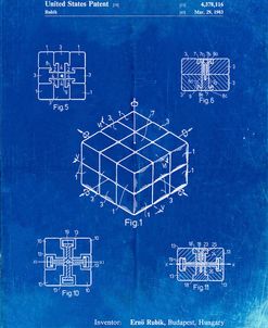 PP1022-Faded Blueprint Rubik’s Cube Patent Poster