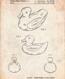 PP1021-Vintage Parchment Rubber Ducky Patent Poster