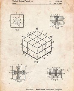 PP1022-Vintage Parchment Rubik’s Cube Patent Poster