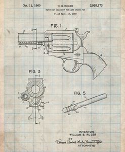 PP1023-Antique Grid Parchment Ruger Revolver Patent Art