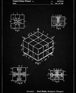 PP1022-Vintage Black Rubik’s Cube Patent Poster