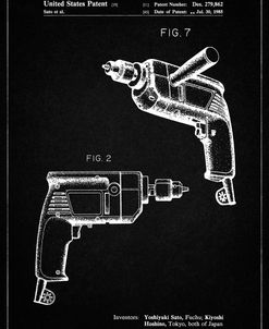 PP1024-Vintage Black Ryobi Electric Drill Patent Poster