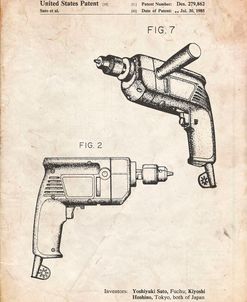 PP1024-Vintage Parchment Ryobi Electric Drill Patent Poster