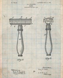 PP1026-Antique Grid Parchment Safety Razor Patent Poster
