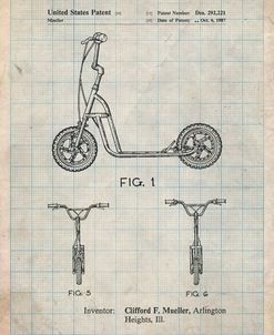 PP1030-Antique Grid Parchment Scooter Patent Art, 80s Toys, 80s Decor, PP1030