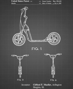 PP1030-Black Grid Scooter Patent Art, 80s Toys, 80s Decor, PP1030