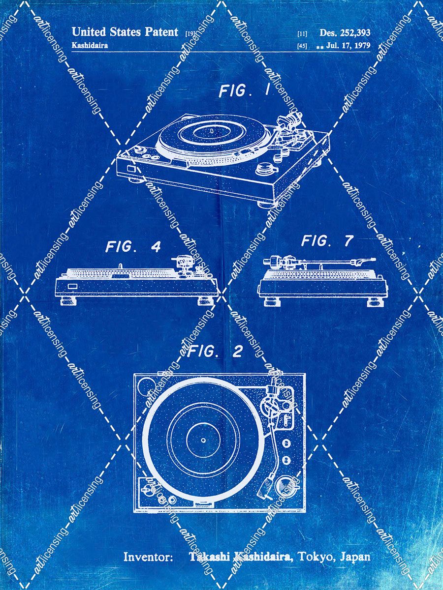 PP1028-Faded Blueprint Sansui Turntable 1979 Patent Poster