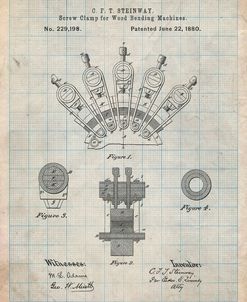 PP1031-Antique Grid Parchment Screw Clamp 1880  Patent Poster