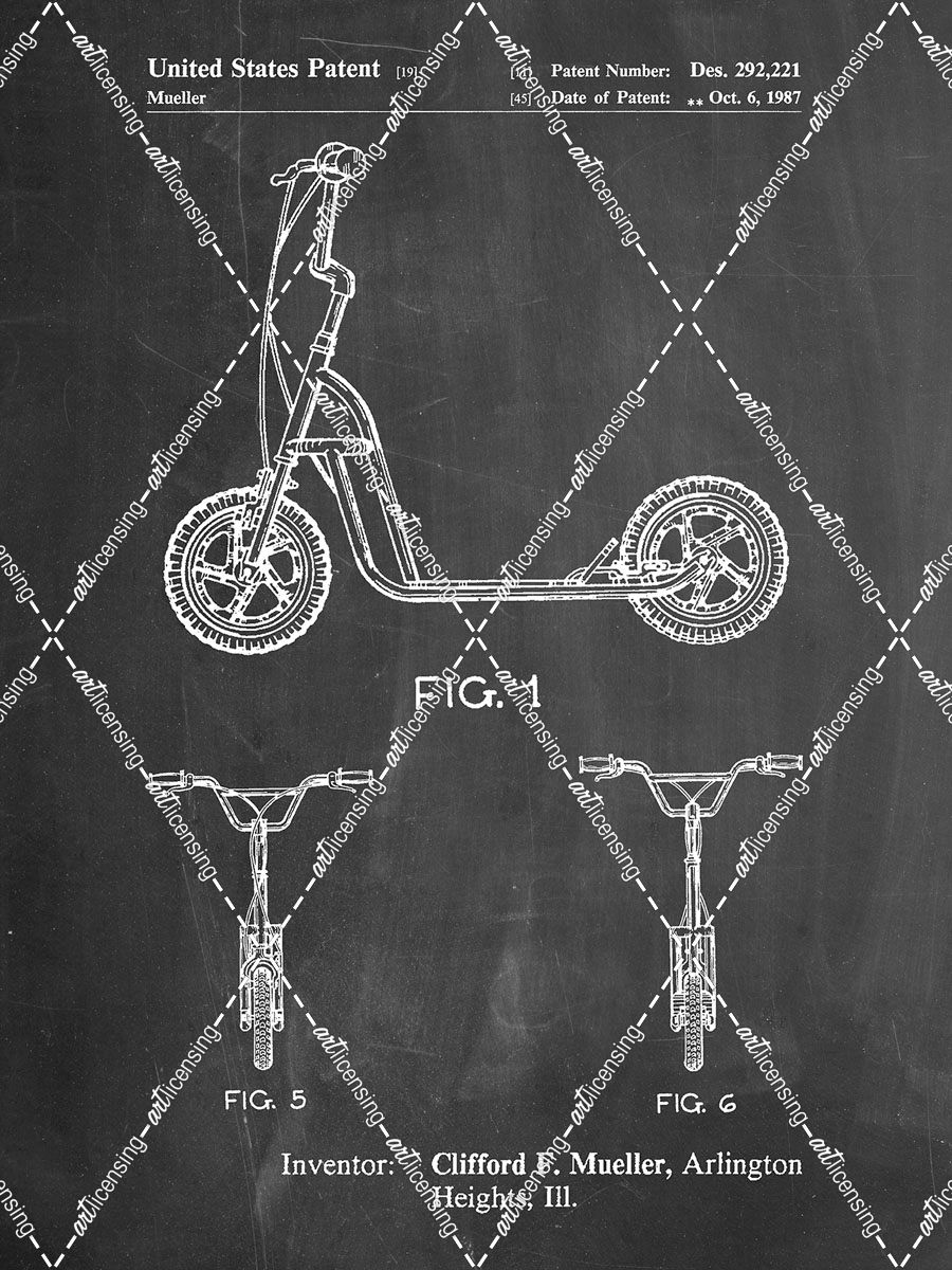 PP1030-Chalkboard Scooter Patent Art, 80s Toys, 80s Decor, PP1030
