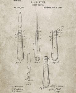 PP1032-Sandstone Screw Driver Patent 1881 Wall Art Poster