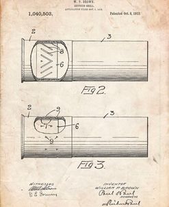 PP1033-Vintage Parchment Shotgun Shell Patent Print