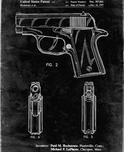 PP1034-Black Grunge Sig Sauer P220 Pistol Patent Poster