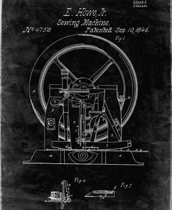 PP1035-Black Grunge Singer Sewing Machine Patent Poster
