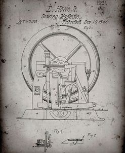PP1035-Faded Grey Singer Sewing Machine Patent Poster
