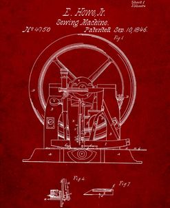 PP1035-Burgundy Singer Sewing Machine Patent Poster