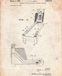 PP1036-Vintage Parchment Skee Ball Patent Poster