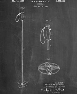 PP1038-Chalkboard Ski Pole Patent Poster